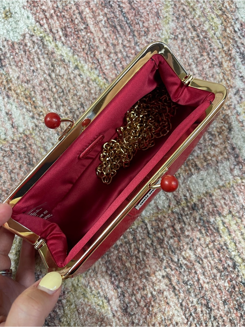 Miu Miu Red Patent Leather Kiss-Lock Clutch - Picture 8 of 9